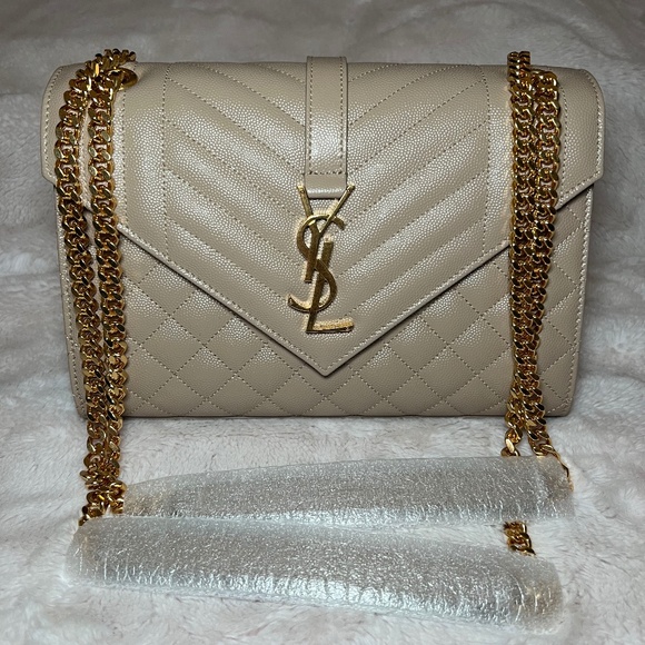 NEW YSL Envelope Medium in Quilted Grain De Poudre Embossed Leather - Picture 1 of 10